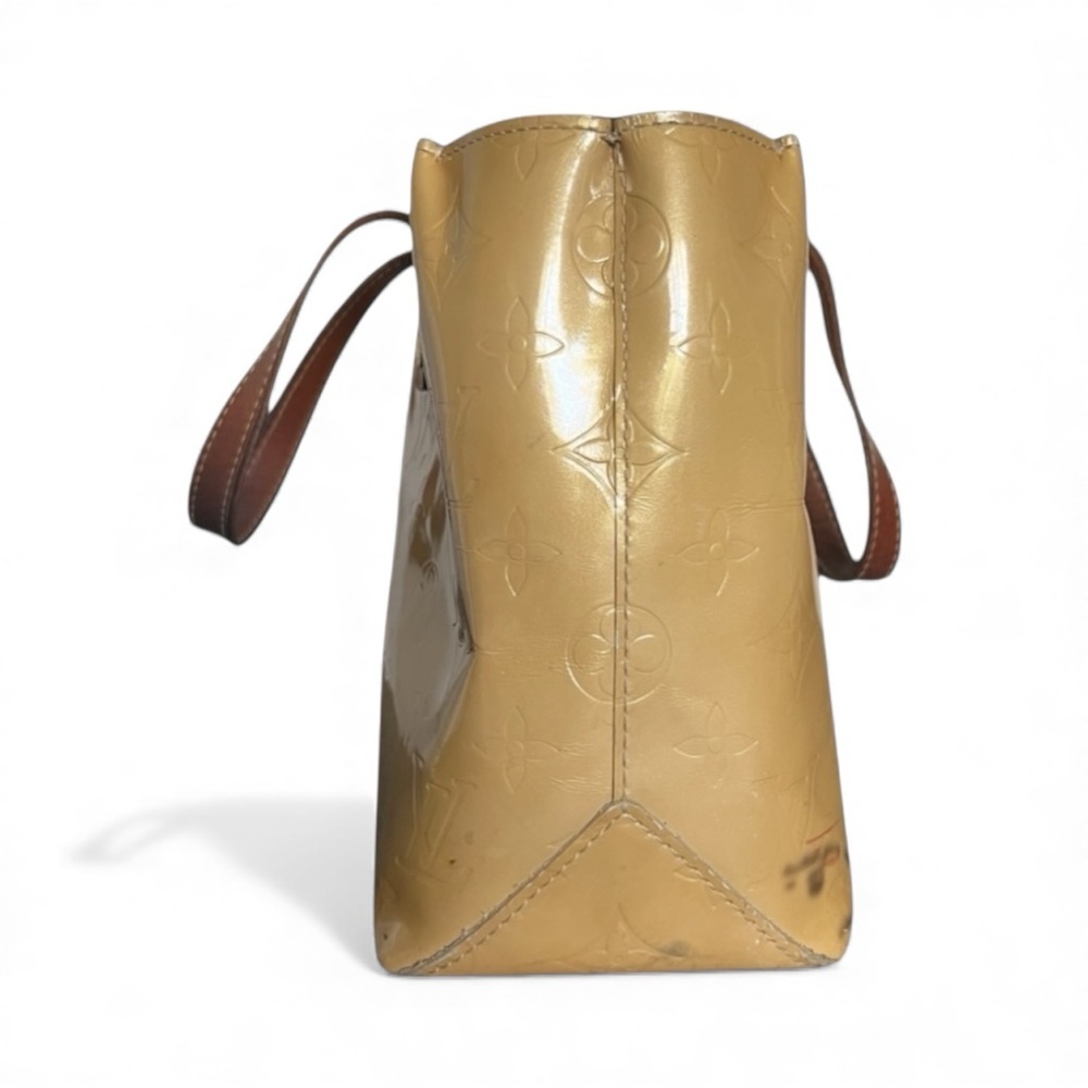 Louis Vuitton Gold Monogram Vernis Tote Vachetta Handles Patent Leather Vintage - Picture 6 of 8